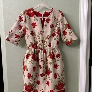Floral Dress - Red and Cream